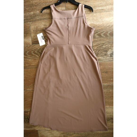 Isabel Maternity by Ingrid & Isabel Women's Sz M Taupe Slit Active Midi Dress - Picture 11 of 16